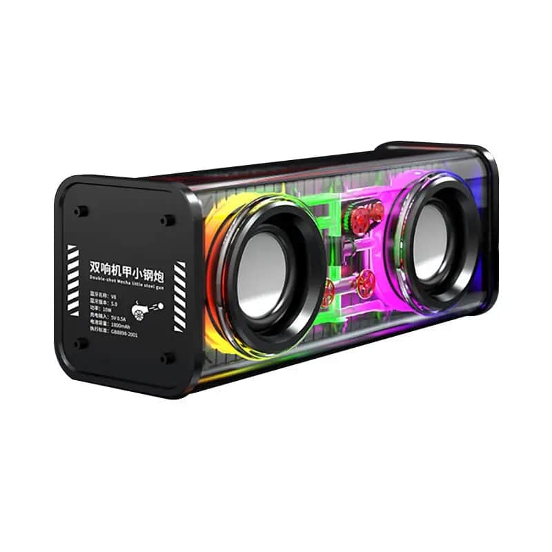 Dual Horn Transparent Mecha Bluetooth Speaker | RGB 10W Wireless Speaker BT 5.3