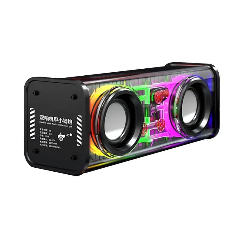 Dual Horn Transparent Mecha Bluetooth Speaker | RGB 10W Wireless Speaker BT 5.3